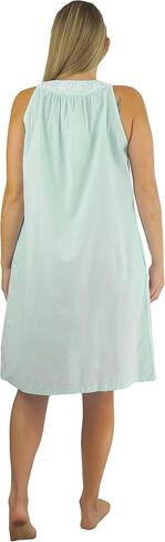 LA CERA Women's Cotton Embroidered Chemise, Sleeveless, Buttons, Hemline, Machine Wash, Side Pocket in Saudi Arabia