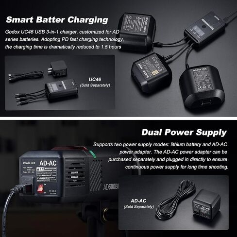 Godox AD600BM Bowens Mount 600Ws GN87 High Speed Sync Outdoor Flash Strobe Light with 2.4G Wireless X System, 8700mAh Battery to Provide 500 Full Power in Saudi Arabia