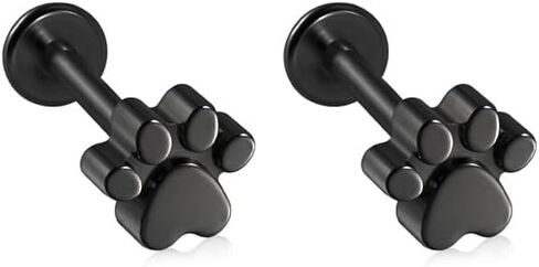 2pcs 16g من الفولاذ المقاوم للصدأ الفولاذ المقاوم المقاوم للغضروف الأذنية للنساء Paw طباعة أقراط مسطحة الأزرار in Kuwait
