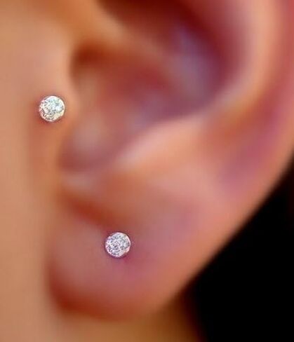 Briana Williams Cartilage Earring Stud Helix Piercing Jewelry for Women Stainless Steel Opal CZ Forward Helix Tragus Piercing Jewelry Heart Butterfly Flower Star Screw Back Stud Earrings 16G 20G in Saudi Arabia