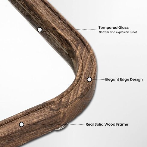 24"x36" Solid Wood Bathroom Mirror Tempered Glass for Wall Mounted, Rustic Wood Frame Wall Mirror Decorative for Decor Living Room Bedroom Vanity Mirror Entryway Mirror, Brown in Kuwait