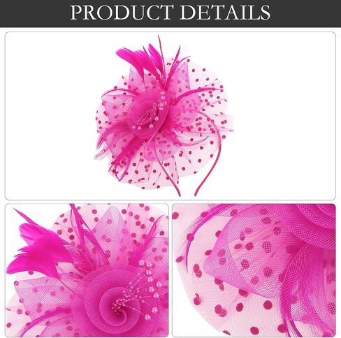 قبعات Curasa fascinators للنساء 20s شاي شاي قبعات Derby Mesh Flower Flower Feathers Clip Cocktail Ribbons in Kuwait