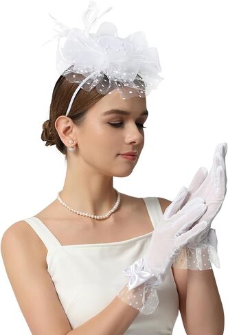 2025 قبعات Kentucky-Bedby Hats for Women Church Tea Party Associory مع قفازات الدانتيل in Kuwait