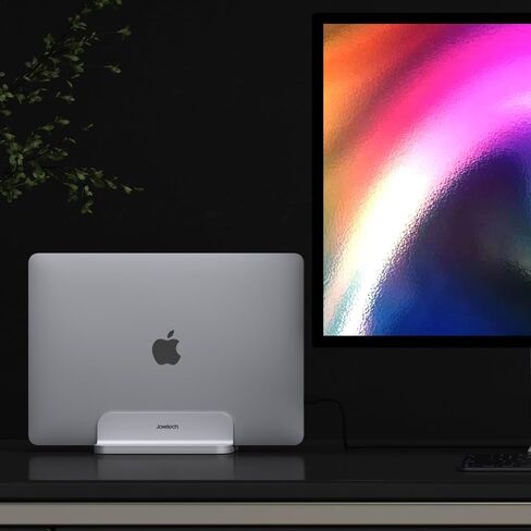 Aluminum Laptop Vertical Stand Organizer, Sturdy Laptop Computer Holder Desktop Stand Compatible with New Retina Apple MacBook Pro/Air, Mac Mini and iPad Pro - Black in Kuwait