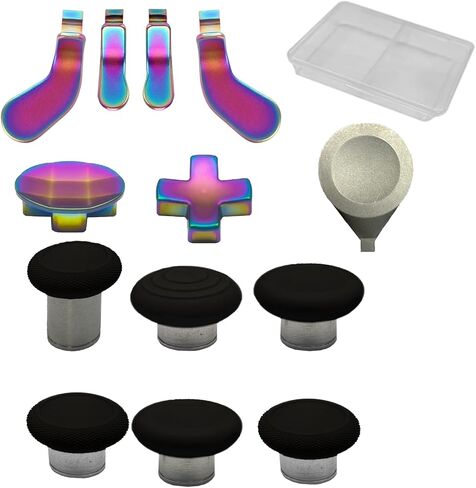 13 in 1 Metal Thumbsticks for Xbox One Elite Series 2,Replacement Magnetic Buttons Kit,Elite Series 2 Controller Accessories(Black) in Saudi Arabia