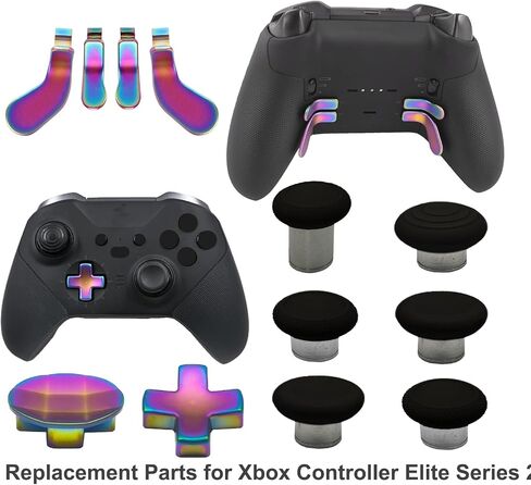 13 in 1 Metal Thumbsticks for Xbox One Elite Series 2,Replacement Magnetic Buttons Kit,Elite Series 2 Controller Accessories(Black) in Saudi Arabia