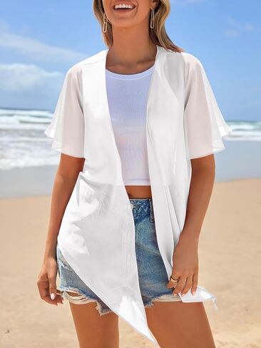 MEROKEETY Women's Summer Lightweight Sheer Shrugs Tie Front Chiffon Cardigan Cover Up Shawls for Evening Dresses in Saudi Arabia