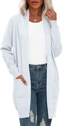 Anymiss Womens Lightweight Cardigan Sevents متماسكة Kimono السترات الناعمة كبيرة الحجم مع جيوب S-3X in Kuwait