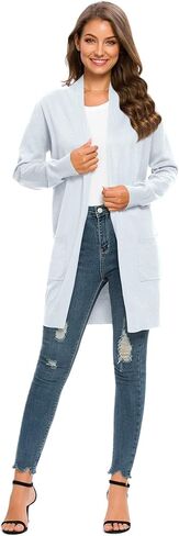 Anymiss Womens Lightweight Cardigan Sevents متماسكة Kimono السترات الناعمة كبيرة الحجم مع جيوب S-3X in Kuwait