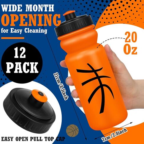 12 Pack Softball Water Bottles Bulk 20 oz Reusable Squeeze Water Bottles Plastic Sports Bottle with Pull Top Cap Softball Gifts Tumbler for Sports Travel Gym Party Supplies Friends Men Girls in Saudi Arabia