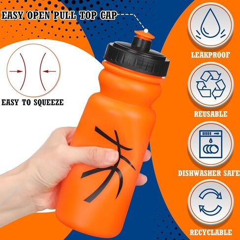 12 Pack Softball Water Bottles Bulk 20 oz Reusable Squeeze Water Bottles Plastic Sports Bottle with Pull Top Cap Softball Gifts Tumbler for Sports Travel Gym Party Supplies Friends Men Girls in Saudi Arabia