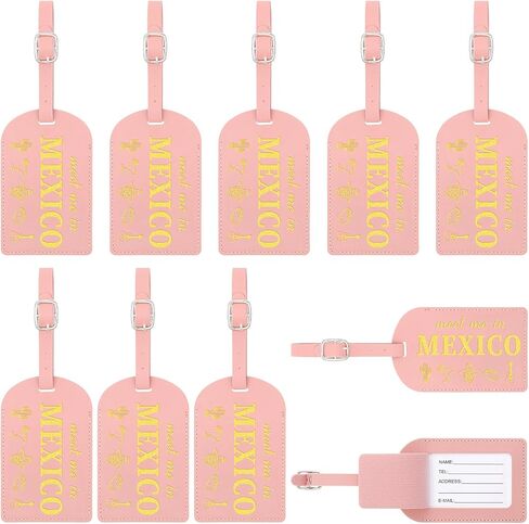 8 Pcs Mexico Leather Luggage Tags Bridesmaid Proposal Gifts Meet Me in Mexico Luggage Tags for Bridal Shower Bachelorette Travel Bridesmaid Gifts(White) in Saudi Arabia