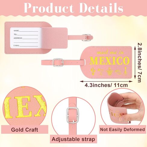 8 Pcs Mexico Leather Luggage Tags Bridesmaid Proposal Gifts Meet Me in Mexico Luggage Tags for Bridal Shower Bachelorette Travel Bridesmaid Gifts(White) in Saudi Arabia