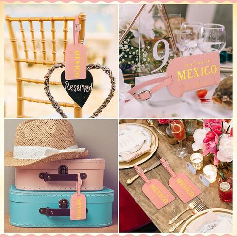 8 Pcs Mexico Leather Luggage Tags Bridesmaid Proposal Gifts Meet Me in Mexico Luggage Tags for Bridal Shower Bachelorette Travel Bridesmaid Gifts(White) in Saudi Arabia