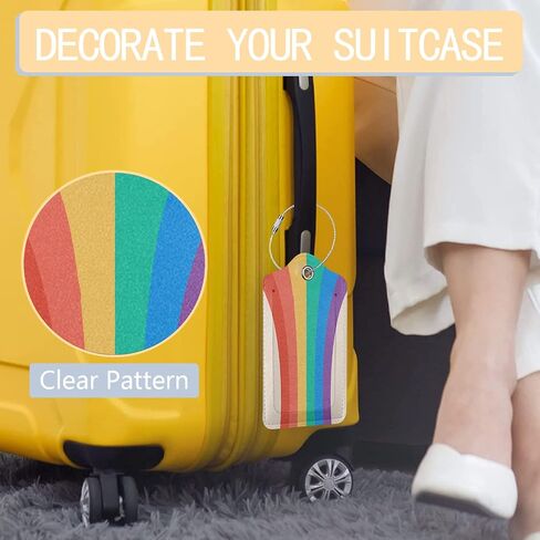 Luggage Tags for suitcases, 2 Pack Rainbow Pride Travel Bag Suitcase Labels with Stainless Steel Loop ID Tags Card Baggage Bag Label in Saudi Arabia