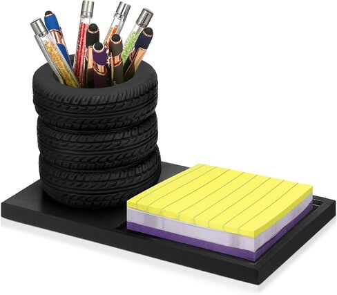 Tire Shaped Pen Holder Tire Business Card Holder Set Tool Planter Pencil Storage Holder Desk Organizer Home Office Supplies Gift for Mechanics Car Lovers in Saudi Arabia