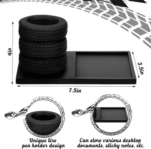 Tire Shaped Pen Holder Tire Business Card Holder Set Tool Planter Pencil Storage Holder Desk Organizer Home Office Supplies Gift for Mechanics Car Lovers in Saudi Arabia