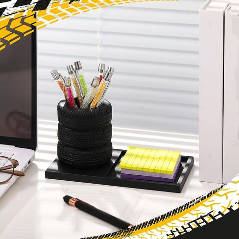 Tire Shaped Pen Holder Tire Business Card Holder Set Tool Planter Pencil Storage Holder Desk Organizer Home Office Supplies Gift for Mechanics Car Lovers in Saudi Arabia