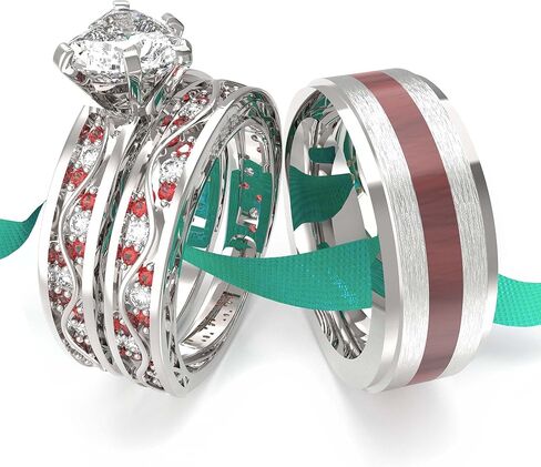 Wedding Ring Sets His And Hers Promise Ring Wedding Ring Sets His And Hers Couples Women 925 Sterling Silver Moissanite Man Sterling Silver Wedding Band in Saudi Arabia