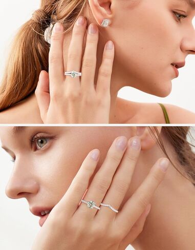 خاتم الخطوبة Moissanite للنساء 18 كيلو أبيض غلود مطلي S925 Sterling Silver Vintage Beatals يترك النساء هدية المجوهرات in Kuwait