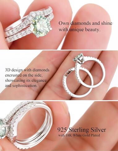 خاتم الخطوبة Moissanite للنساء 18 كيلو أبيض غلود مطلي S925 Sterling Silver Vintage Beatals يترك النساء هدية المجوهرات in Kuwait