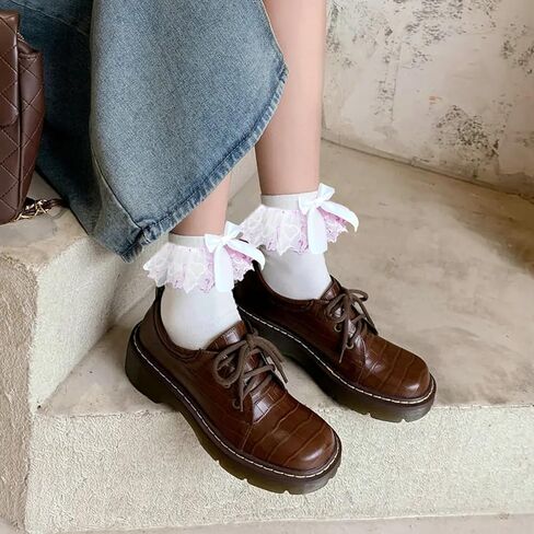 جوارب الكشكش البيضاء مع القوس كاحل الدانتيل جوارب زخرفة الصيف رقيقة coquett in Kuwait