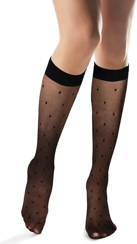 Violet Mist Sexy Lace Knee High Socks for Women Retro Vintage Polka Dot Sheer Knee High Stockings Girls Cute Long Lace Socks in Saudi Arabia