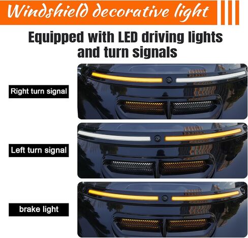 LED الجري إشارة الضوء الزجاجي الزجاجي الزجاج الأمامي ملاءمة لهارلي 2014+Touring Electra Glide Street Glide Ultra Limited (تقليم الزجاج الأمامي الأسود ، إشارة LED/الدوران ، عدسة الدخان) in Kuwait