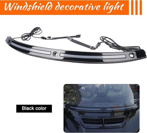 LED الجري إشارة الضوء الزجاجي الزجاجي الزجاج الأمامي ملاءمة لهارلي 2014+Touring Electra Glide Street Glide Ultra Limited (تقليم الزجاج الأمامي الأسود ، إشارة LED/الدوران ، عدسة الدخان) in Kuwait