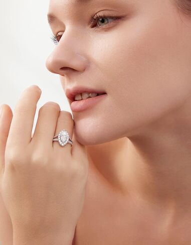 Marquise Cut Moissanite Engagement Ring For Women 18 K White Gold Plated S925 Sterling Silver Modern Ring For Her in Kuwait