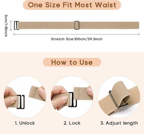 Sightor 2PCS Women No Show Stretch Belt, Adjustable Strap with Flat Buckle, Invisible Elastic Belt for Jeans Pants Dresses in Saudi Arabia