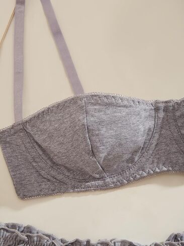 1/2 Cup Cotton Sexy Lingerie Bra and Panty Sets For Women Matching Bralette Sets 3 Piece in Saudi Arabia