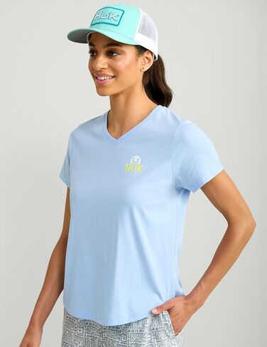 HUK Women's Short Sleeve V-Neck Tee, Fishing T-Shirt in Saudi Arabia
