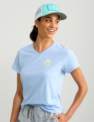 HUK Women's Short Sleeve V-Neck Tee, Fishing T-Shirt in Saudi Arabia