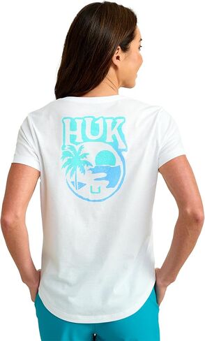 HUK Women's Short Sleeve V-Neck Tee, Fishing T-Shirt in Saudi Arabia