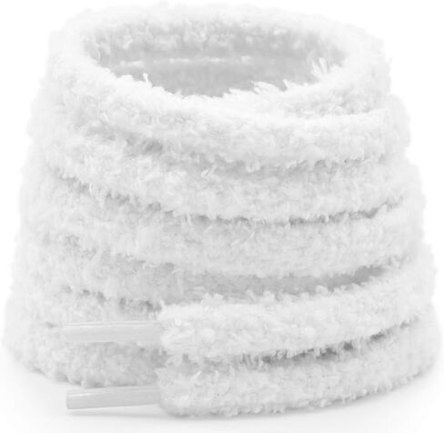 YJRVFINE Round Fuzzy Shoe Laces: Soft Plush Sneakers Shoelaces - 2 Pair in Saudi Arabia