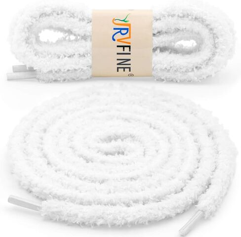 YJRVFINE Round Fuzzy Shoe Laces: Soft Plush Sneakers Shoelaces - 2 Pair in Saudi Arabia