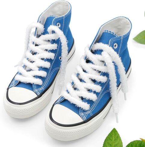 YJRVFINE Round Fuzzy Shoe Laces: Soft Plush Sneakers Shoelaces - 2 Pair in Saudi Arabia