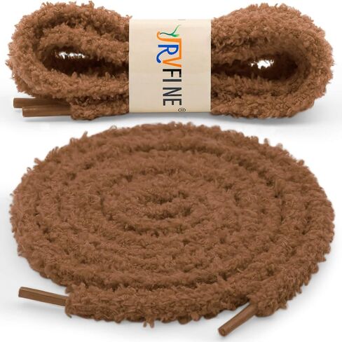 YJRVFINE Round Fuzzy Shoe Laces: Soft Plush Sneakers Shoelaces - 2 Pair in Saudi Arabia