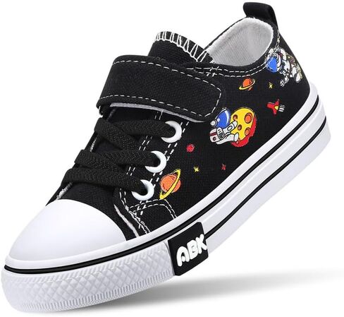 Toddler Boys Girls Slip On Canvas Sneakers Cartoon Dinasour Printed Little Kid Unisex Adjustable Strap Walking Shoes Lazy Shoes with Hook and Loops in Saudi Arabia