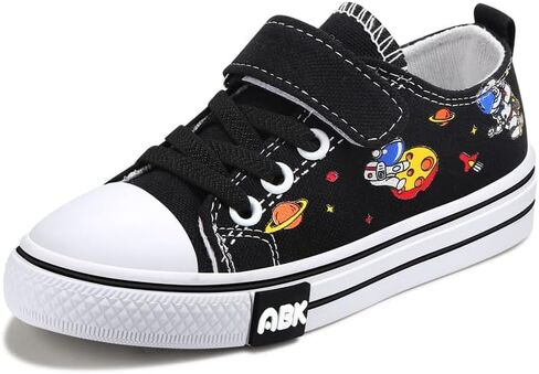 Toddler Boys Girls Slip On Canvas Sneakers Cartoon Dinasour Printed Little Kid Unisex Adjustable Strap Walking Shoes Lazy Shoes with Hook and Loops in Saudi Arabia