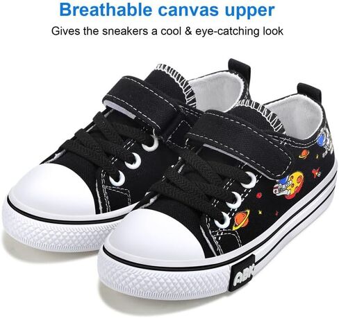 Toddler Boys Girls Slip On Canvas Sneakers Cartoon Dinasour Printed Little Kid Unisex Adjustable Strap Walking Shoes Lazy Shoes with Hook and Loops in Saudi Arabia