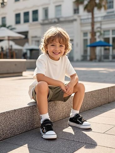 Toddler Boys Girls Slip On Canvas Sneakers Cartoon Dinasour Printed Little Kid Unisex Adjustable Strap Walking Shoes Lazy Shoes with Hook and Loops in Saudi Arabia