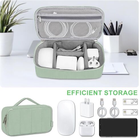 MOSISO Electronic Organizer Travel Case, Puffy Electronic Accessories Carry Case for Cable, Charger, Phone, Earphone, Mouse and Other Accessories, Portable Storage Bag with Handle, Black in Saudi Arabia