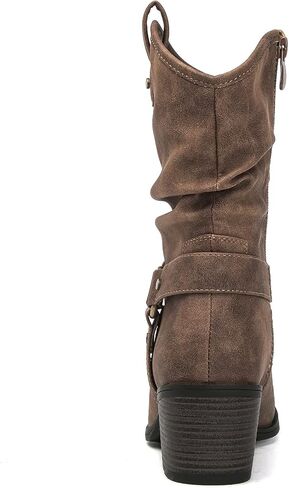 GLOBALWIN Women's Mid Calf The Western Cowgirl Boots Fashion Cowboy Boots For Women Chunky Low Heel in Saudi Arabia
