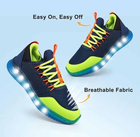 YESKIS Toddler Boys Girls Light Up Shoes Lightweight Mesh Breathable Fashion Led Flashing Walking Running Sneakers for Toddler and Little Kid in Kuwait