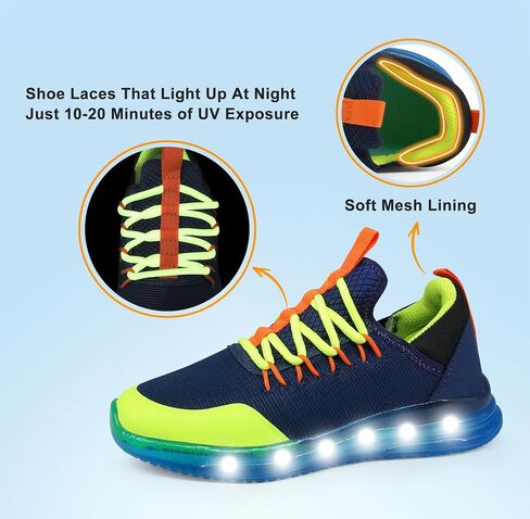 YESKIS Toddler Boys Girls Light Up Shoes Lightweight Mesh Breathable Fashion Led Flashing Walking Running Sneakers for Toddler and Little Kid in Kuwait