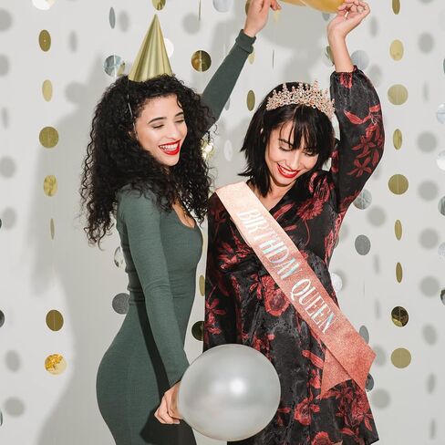 Rose Gold Glitter Crystal Tiara & 'Birthday Queen' Sash Set for Women - Crown and Sash for Girls Princess Party Decorations in Saudi Arabia