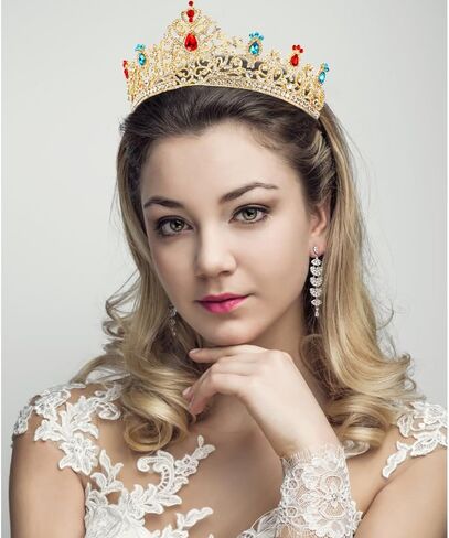 AHONEY Peach Tiara and Crown for Women, Crystal Crown Rhinestone Princess Peach Tiaras for Birthday Prom Halloween Party Accessories in Saudi Arabia