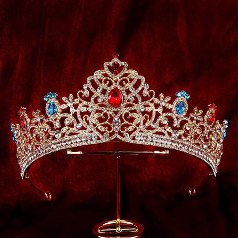 AHONEY Peach Tiara and Crown for Women, Crystal Crown Rhinestone Princess Peach Tiaras for Birthday Prom Halloween Party Accessories in Saudi Arabia
